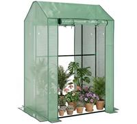 Outsunny Serre de Jardin PE Bâche Renforcée Acier 100 x 80 x 150 cm Vert | Serre de Balcon, Châssis en Acier, 2 Portes Zippées Enroulables, pour Légumes Plantes Fleurs, Intérieur et Extérieur