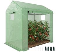 Outsunny Serre de Jardin PE, Serre de Balcon, bâche renforcée 135 g/m², châssis en Acier, Porte zippée Enroulable, pour légumes Plantes Fleurs, intérieur et extérieur, 200 x 140 x 200 cm, Vert