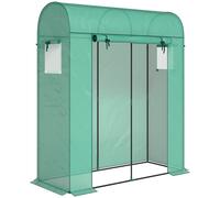 Outsunny Serre de Jardin, Petite Serre de Balcon en Bâche PE et Châssis Acier, Porte Roulante et Fenêtres 170 x 68 x 200 cm, Vert