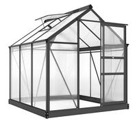 Outsunny Serre de Jardin Polycarbonate 3,65 m² Serre en Aluminium pour Le Jardin 190 x 192 x 201 cm résistant aux UV, avec Fondation renforcé, gouttière, Lucarne et Porte Coulissant, Gris