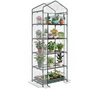Outsunny Serre de Jardin PVC Étagères 5 Niveaux Châssis Acier Transparent