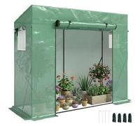 Outsunny Serre de Jardin Serre de Balcon Châssis Acier 200x77x169cm Vert | PE, Bâche Renforcée 140 g/m², Porte Zippée Enroulable, pour Légumes Plantes Fleurs, Intérieur et Extérieur