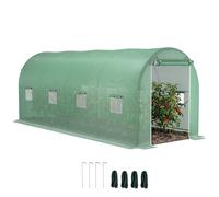 Outsunny Serre de Jardin Tunnel Surface Sol 10 m² 5L x 2l x 2,05H m châssis Tubulaire renforcé Porte zippée 8 fenêtres enroulables Vert
