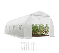 Outsunny Serre de Jardin Serre tunnel Surface Sol 18 m² 6L x 3l x 2H m châssis Tubulaire renforcé 24 mm 8 fenêtres Blanc Aosom France