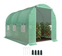 Outsunny Serre de Jardin Serre Tunnel Surface Sol 6 m² 3L x 2l x 2H m châssis Tubulaire renforcé Porte zippée 6 fenêtres enroulables Vert