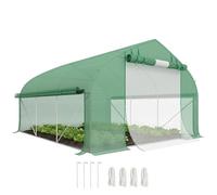 Outsunny Serre de Jardin Tunnel, 10,4 m², Anti-UV, Porte zippée Enroulable, fenêtres en Maille, Tube d'acier galvanisé et PE 140g/㎡, 350 x 300 x 200 cm, Vert