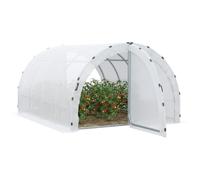 Outsunny Serre de jardin tunnel 12 m² (4×3×2 m) châssis 25 mm double porte avec poignées blanc