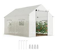 Serre de jardin tunnel Outsunny 2 x 3m, 6m² avec porte enroulable, 4 fenêtres, - Acier galvanisé PE Haute densité Blanc