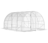 Outsunny Serre de jardin tunnel 4 x 3 x 2 m 12 m² avec 2 portes à charnières bâche en PE 150 g/m² pour Légumes Plantes Fleurs