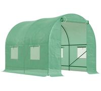 Outsunny Serre de Jardin Tunnel 5 m2 2,5L x 2l x 2H m Acier renforcšŠ ? 1,8 cm + PE Haute densitšŠ 140 g/m2 fenšºtres Porte dšŠroulante Vert