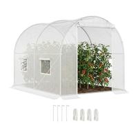 Outsunny Serre de Jardin Tunnel 6 m² 3L x 2l x 1,9H m Acier galvanisé renforcé diamètre 2,4 cm + PE Haute densité fenêtres Porte Blanc