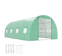 Outsunny Serre de jardin tunnel 6L x 3l x 2H m châssis tubulaire acier galvanisé renforcé 2,5 cm 8 fenêtres 1 porte vert