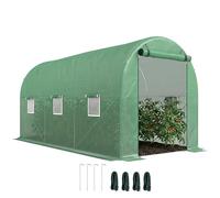 Outsunny Serre de Jardin Tunnel 8 m² 4L x 2l x 1,9H m Acier galvanisé renforcé diamètre 2,4 cm + PE Haute densité fenêtres Porte Vert