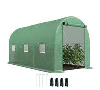 Outsunny Serre de Jardin Tunnel 8 m² 4L x 2l x 1,9H m Acier galvanisé renforcé diamètre 2,4 cm + PE Haute densité fenêtres Porte Vert