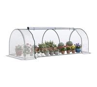 Outsunny Serre de Jardin Tunnel Mini Serre Tunnel Serre à tomates 2,5L x 1l x 0,8H m Grande Porte zippée bâche Plastique Transparent métal époxy Vert