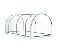 Outsunny Serre de Jardin Tunnel Mini Serre Tunnel Serre à tomates 2L x 1l x 0,8H m Grande Porte zippée bâche Plastique Transparent métal époxy Vert