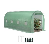 Outsunny Serre de Jardin Tunnel Surface Sol 10 m² 5L x 2l x 2,05H m châssis Tubulaire renforcé Porte zippée 8 fenêtres enroulables Vert