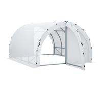 Outsunny Serre de Jardin Tunnel Surface Sol 12 m² 4L x 3l x 2H m châssis Tubulaire renforcé 25 mm Double Porte avec poignées Blanc BLANC