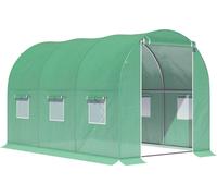 Outsunny Serre de Jardin Tunnel Surface Sol 6 m² 3L x 2l x 2H m châssis Tubulaire renforcé Porte zippée 6 fenêtres enroulables Vert
