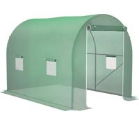 Outsunny Serre de Jardin Tunnel Surface Sol 6 m2 3L x 2l x 2,10H m chassis Tubulaire renforcšŠ Porte zippšŠe 4 fenšºtres enroulables Vert