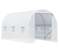 Outsunny Serre de Jardin Tunnel Surface Sol 9 m² 4,45L x 2l x 2H m châssis Tubulaire renforcé 18 mm 6 fenêtres Blanc
