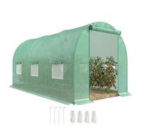 Outsunny Serre de Jardin Tunnel 4,5L x 2l x 2H m châssis Tubulaire Acier galvanisé renforcé 1,8 cm 6 fenêtres 1 Porte Vert