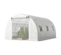 Outsunny Serre en bâche, housse en plastique, porte moustiquaire, tiges de support, blanc