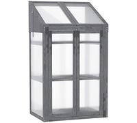 Outsunny, mini-serre en bois, dimensions 70 x 50 x 120 cm, serre de culture en gris