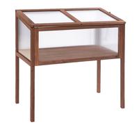 Outsunny Serre en bois carré potager de jardin sur pied surélevé serre pour plantes légumes fleurs panneaux polycarbonate couvercle réglables