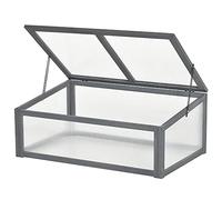 Outsunny Serre en Bois, Mini-Serre 100 x 65 x 40 cm, Serre avec Couverture, Protection UV, translucide Caisson de Couche précoce, résistant à l'hiver Lit surélevé pour Le Jardin, Gris