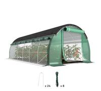 Outsunny Serre en film plastique 6 x 3 x 2 m avec 12 fenêtres, portes à enroulement, parois latérales enroulables, tunnel en film plastique résistant aux UV, serre à tomates résistante à l'hiver avec