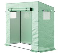 Outsunny Serre en film plastique, serre avec porte roulante, fenêtre latérale, pour jardin, en acier, plastique, 200 x 76 x 168 cm, Vert
