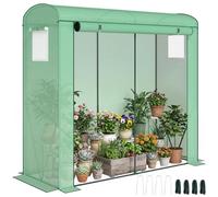 Outsunny Serre en film vert 200 x 75 x 188 cm | Fenêtre en filet, porte enroulable, cadre en acier, serre pour tomates, légumes, tomates, fleurs, plantes