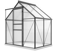 Outsunny Serre en Polycarbonate et Aluminium avec Porte Battante et Fenêtre de Toit, 192,5x131x200 cm, Gris