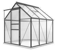 Outsunny Serre en polycarbonate et aluminium avec porte battante et fenêtre de toit, 3.6㎡, Gris