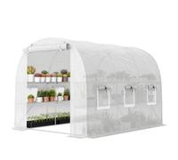 Outsunny Serre env. 2,7 x 2 x 2 m serre en film avec étagères porte enroulable à fermeture éclair 6 fenêtres en filet barres de soutien