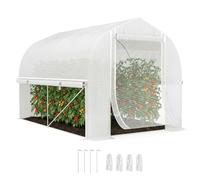 Outsunny Serre Film avec 4 fenêtres et Porte 3x2x2m Blanc | Parois latérales, tunnel film UV, serre tomates cadre acier galvanisé