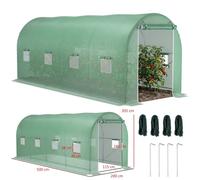 Outsunny Serre Jardin Tunnel 10m² Renforcée 8 Fenêtres Porte Zippée PE Anti-UV