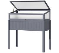 Outsunny Serre surélevée en bois 2-en-1 pour tomates, potager, carré d'herbes, bac à plantes pour jardin, polycarbonate Gris 120x54x112/122cm