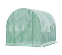 Outsunny Serre tunnel, 6 fenêtres enroulables, Porte avec fermeture éclair, cadre en acier inoxydable, 2,95 x 2 x 2 m, Vert