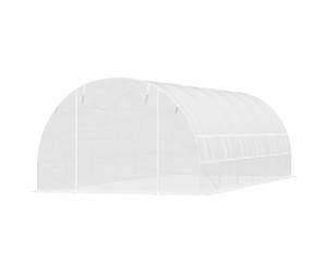 Outsunny Serre tunnel 8x3x2 m avec revêtement plastique et acier renforcé, Blanc