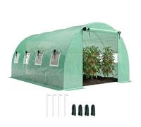 Outsunny Serre Tunnel de Jardin 12m² 2 Portes 8 Fenêtres 295x400x200cm Vert | Cadre en Acier Galvanisé, Moustiquaires, pour Extérieur, Bâche PE Haute Densité 140 g/m², Serre de Jardin Tunnel