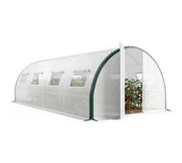 Outsunny Serre Tunnel de Jardin 18m² avec 8 Fenêtres 600x300x200cm Blanc | avec Portes, Moustiquaires, Pour Extérieur, Toutes Saisons, Légumes, Bâche PE Haute Densité 140 g/m²
