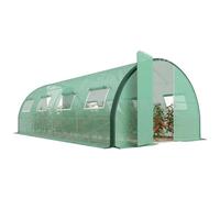 Outsunny Serre Tunnel de Jardin 18m² avec 8 Fenêtres 600x300x200cm Vert | avec Portes, Moustiquaires, Pour Extérieur, Toutes Saisons, Légumes, Bâche PE Haute Densité 140 g/m²