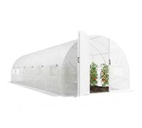 Outsunny Serre Tunnel de Jardin 24m² avec Portes PE 295x798x199cm Blanc | Serre de Jardin Tunnel, 12 Fenêtres avec Moustiquaires, Haute Densité 140 g/m², Prolongée de 20 cm, pour Extérieur