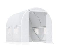 Outsunny Serre de Jardin Serre Tunnel Surface Sol 5 m² 2,5L x 2l x 2H m châssis Tubulaire renforcé 18 mm 4 fenêtres Blanc