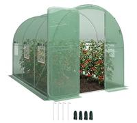 Outsunny Serre Tunnel de Jardin 6m², Serre de Jardin Tunnel 200x300x200cm avec Cadre en Acier galvanisé, Porte et 6 fenêtres, pour extérieur, Toutes Saisons, bâche PE Haute densité 140 g/m² Vert