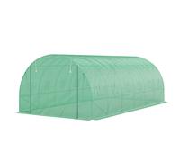 Outsunny Serre Tunnel en Film avec Couverture en Plastique et Cadre en Acier, Serre Marchande avec Portes à Enroulement, Vert