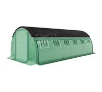 Outsunny Serre Tunnel en film plastique de 6 x 3 x 2 m avec filet pare-soleil, parois latérales enroulables, couverture en plastique, cadre en acier, Vert