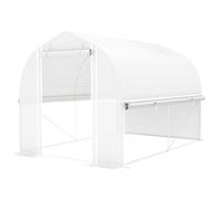 Outsunny Serre tunnel en polytunnel 3 x 2 x 2 m avec parois latérales à enrouler, couverture en plastique résistant aux UV et cadre en acier galvanisé, Blanc